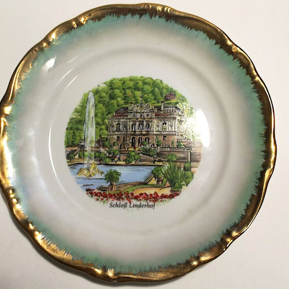 Gold Trimmed German Made Collector's Plate Schloss Linderhof (Linderhof Palace)